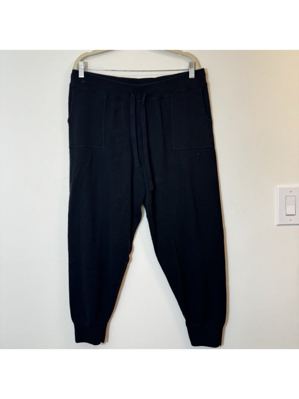 J. Crew Cashmere Blend Sweater Jogger Pants Size L Drawstring Lounge Black